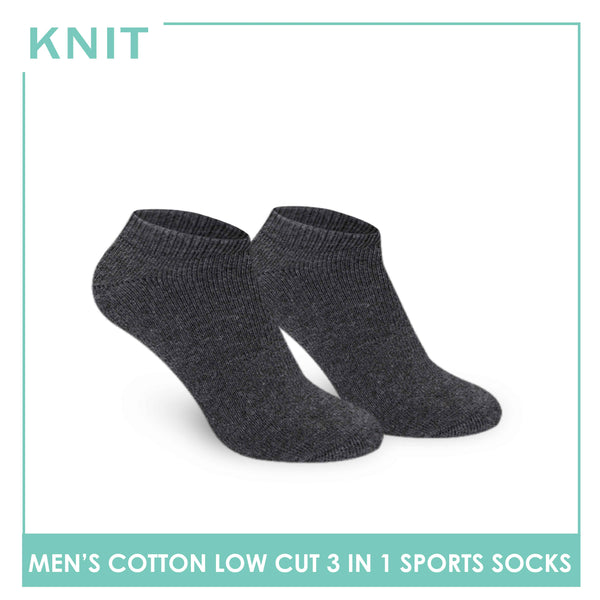 Knit Men’s Cotton Low Cut 3-in-1 Thick Sports Socks KMSKG6 (6694450069609)