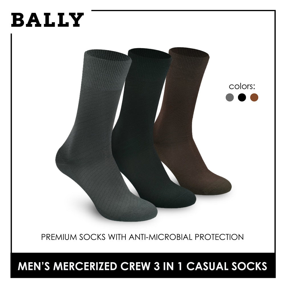 Bally Men's Mercerized Crew Dress Thin Casual Socks 3 pairs in a pack YMMKG4