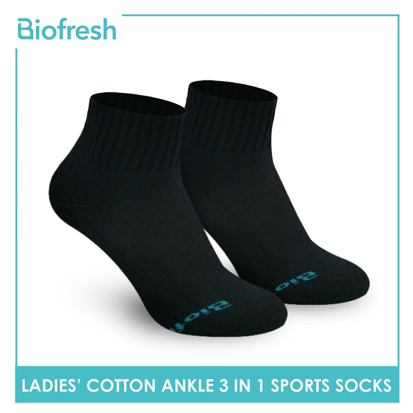Biofresh RLSKG20 Ladies Cotton Ankle Sports Socks 3 pairs in a pack (4374865903721)