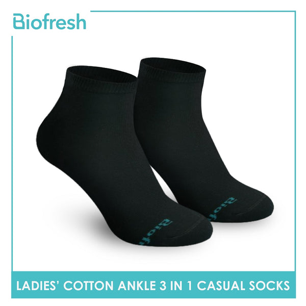 Biofresh RLCKG32 Ladies Cotton Ankle Casual Socks 3 pairs in a pack (4374843261033)