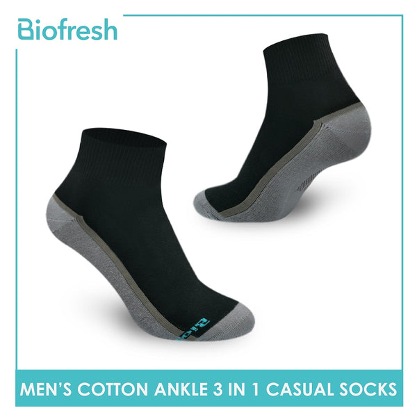 Biofresh RMCG04 Men's Cotton Ankle Casual Socks 3 pairs in a pack (4397141655657)