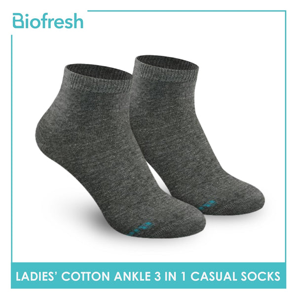 Biofresh RLCKG32 Ladies Cotton Ankle Casual Socks 3 pairs in a pack (4374843261033)