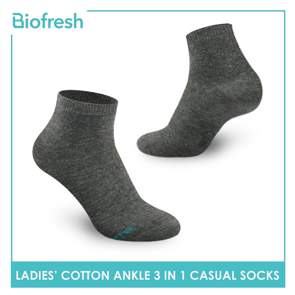 Biofresh RLCKG32 Ladies Cotton Ankle Casual Socks 3 pairs in a pack (4374843261033)