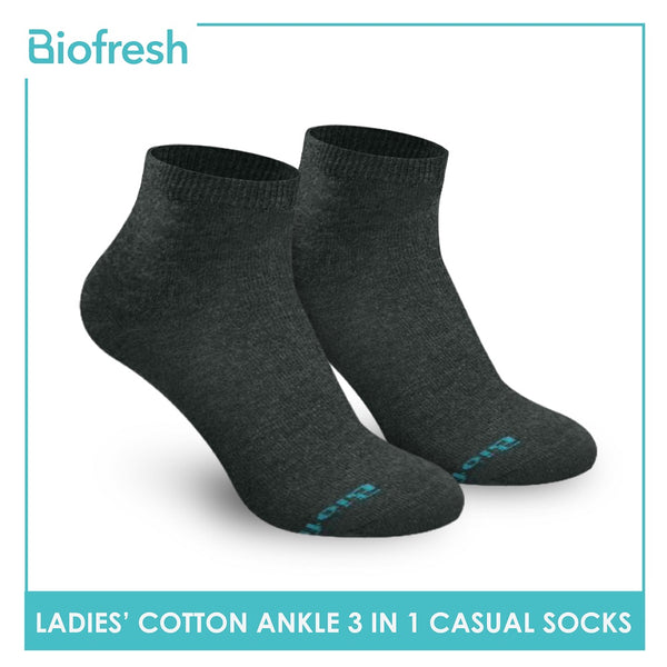 Biofresh RLCKG32 Ladies Cotton Ankle Casual Socks 3 pairs in a pack (4374843261033)