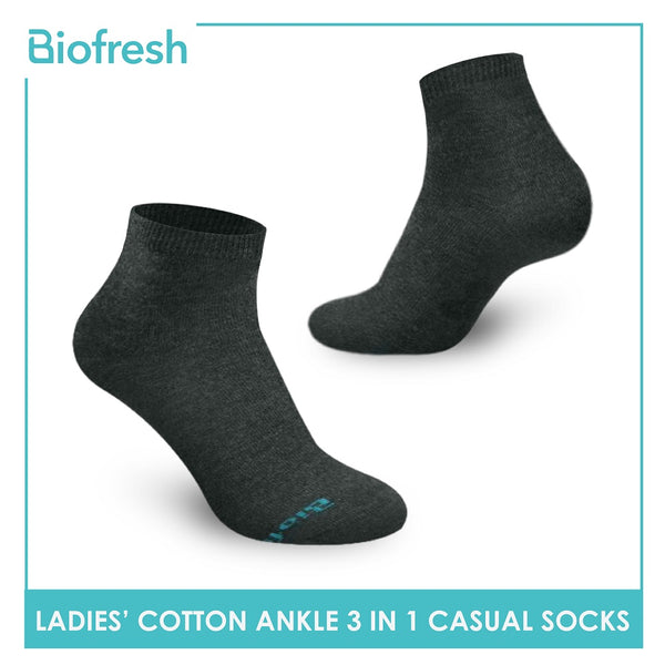 Biofresh RLCKG32 Ladies Cotton Ankle Casual Socks 3 pairs in a pack (4374843261033)