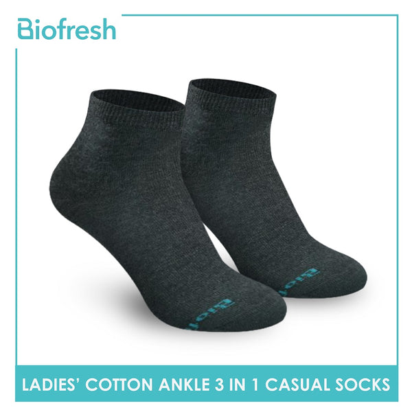 Biofresh RLCKG32 Ladies Cotton Ankle Casual Socks 3 pairs in a pack (4374843261033)