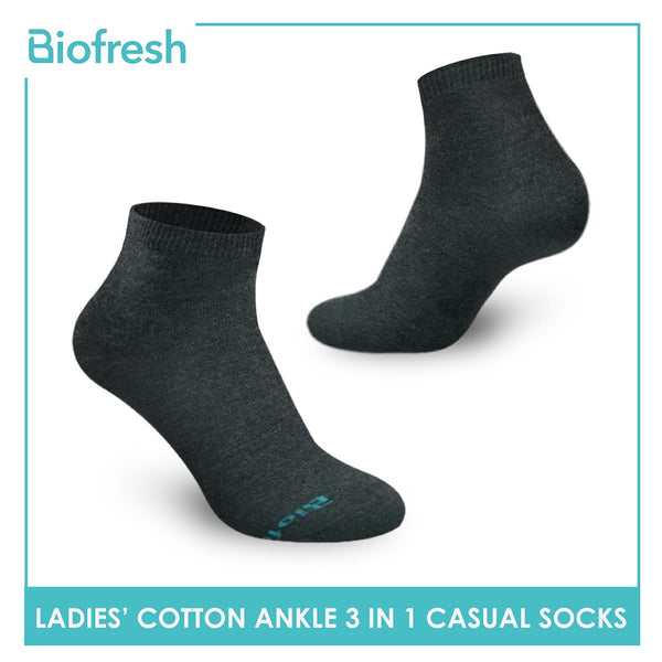 Biofresh RLCKG32 Ladies Cotton Ankle Casual Socks 3 pairs in a pack (4374843261033)