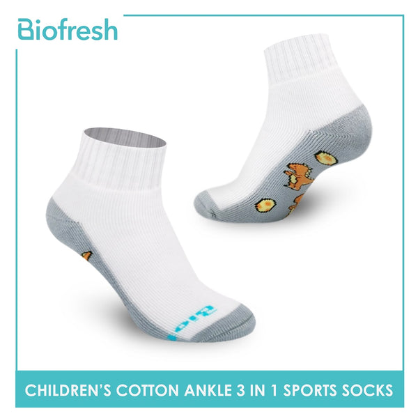 Biofresh RBSKG36 Children's Thick Cotton Ankle Sports Socks 3 pairs in a pack (4798162108521)