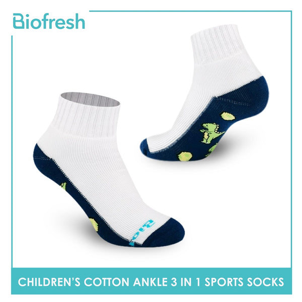 Biofresh RBSKG36 Children's Thick Cotton Ankle Sports Socks 3 pairs in a pack (4798162108521)
