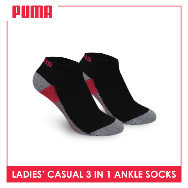 Puma Ladies' Cotton Lite Thin Casual Ankle Socks 3 pairs in a pack PLCKG9