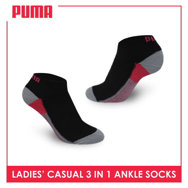 Puma Ladies' Cotton Lite Thin Casual Ankle Socks 3 pairs in a pack PLCKG9