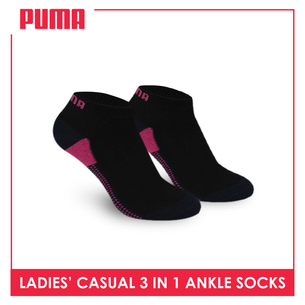 Puma Ladies' Cotton Lite Thin Casual Ankle Socks 3 pairs in a pack PLCKG9
