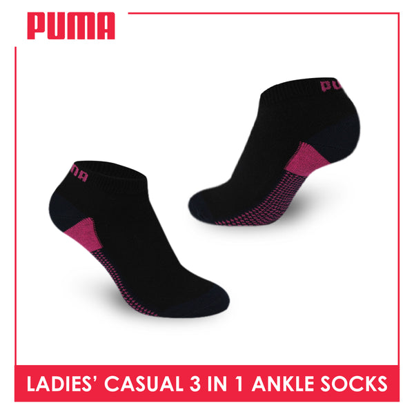 Puma Ladies' Cotton Lite Thin Casual Ankle Socks 3 pairs in a pack PLCKG9