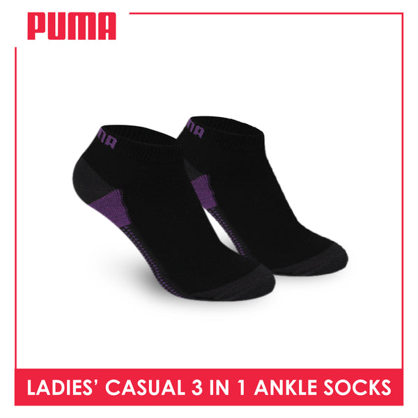Puma Ladies' Cotton Lite Thin Casual Ankle Socks 3 pairs in a pack PLCKG9