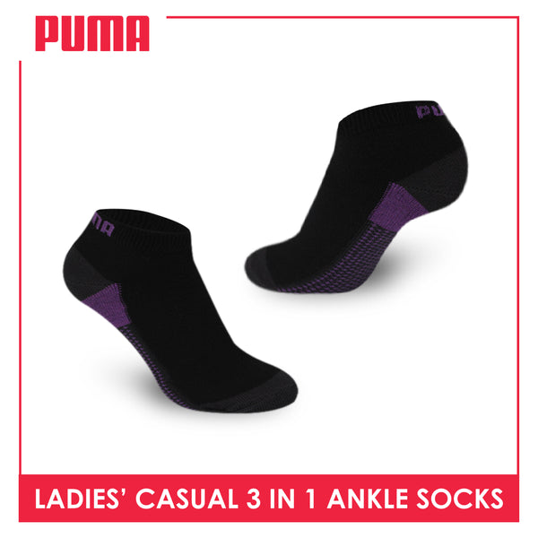 Puma Ladies' Cotton Lite Thin Casual Ankle Socks 3 pairs in a pack PLCKG9