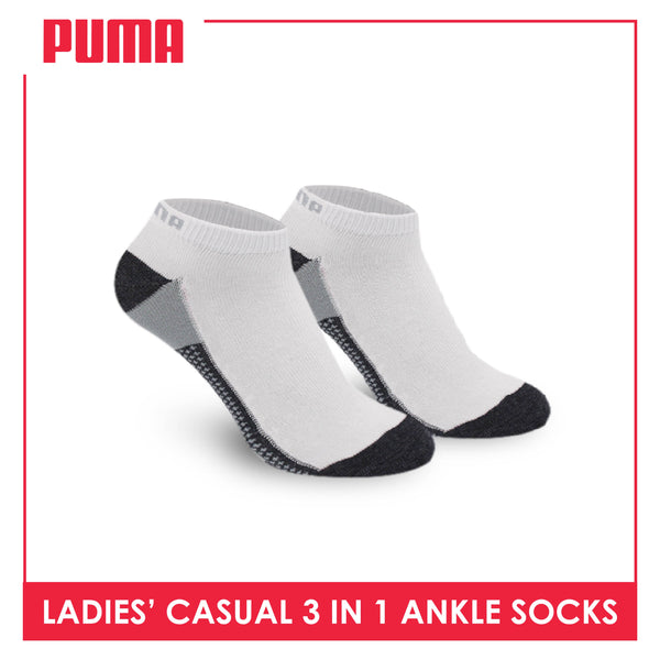 Puma Ladies' Cotton Lite Thin Casual Ankle Socks 3 pairs in a pack PLCKG9