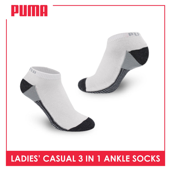 Puma Ladies' Cotton Lite Thin Casual Ankle Socks 3 pairs in a pack PLCKG9