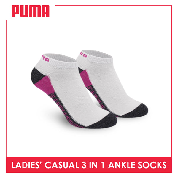 Puma Ladies' Cotton Lite Thin Casual Ankle Socks 3 pairs in a pack PLCKG9