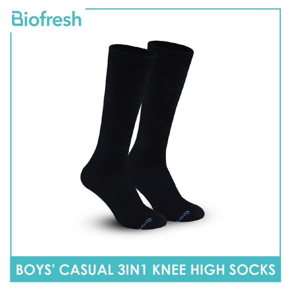 Biofresh Boys' Antimicrobial Cotton Knee High Lite Thin Casual Socks 3 pairs in a pack RCKHG1