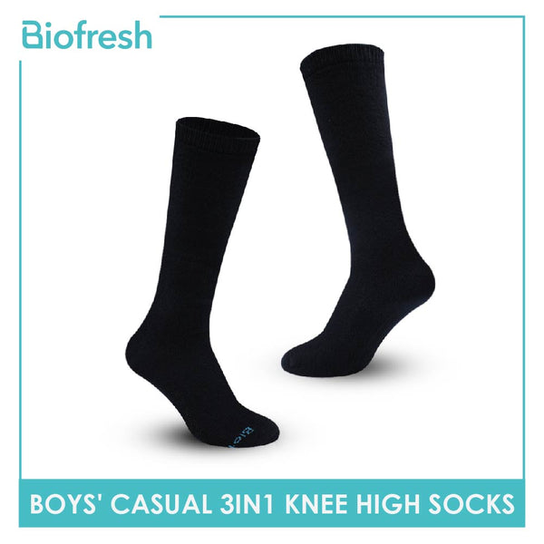 Biofresh Boys' Antimicrobial Cotton Knee High Lite Thin Casual Socks 3 pairs in a pack RCKHG1