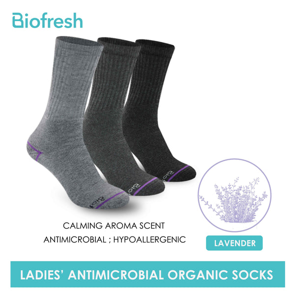 Biofresh Ladies’ Antimicrobial Organic Scent Cotton Crew Thick Sports Socks 3 pairs in a pack RLSG1105 (6655680839785)