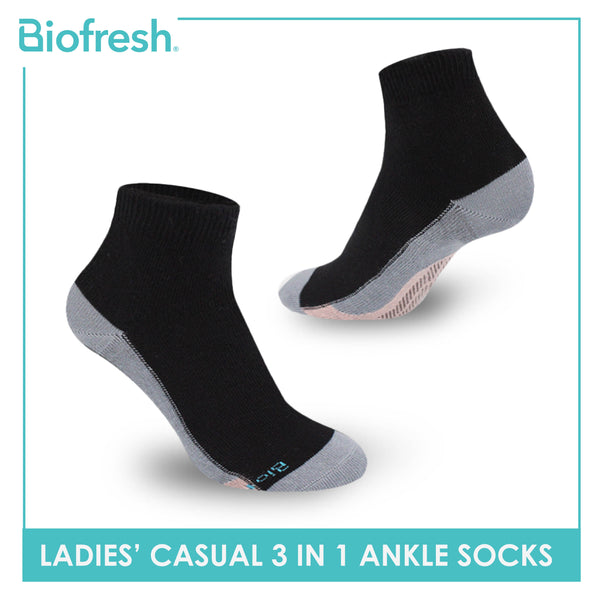 Biofresh Ladies’ Antimicrobial Lite Thin Casual Ankle Socks 3 pairs in a pack RLCKG35