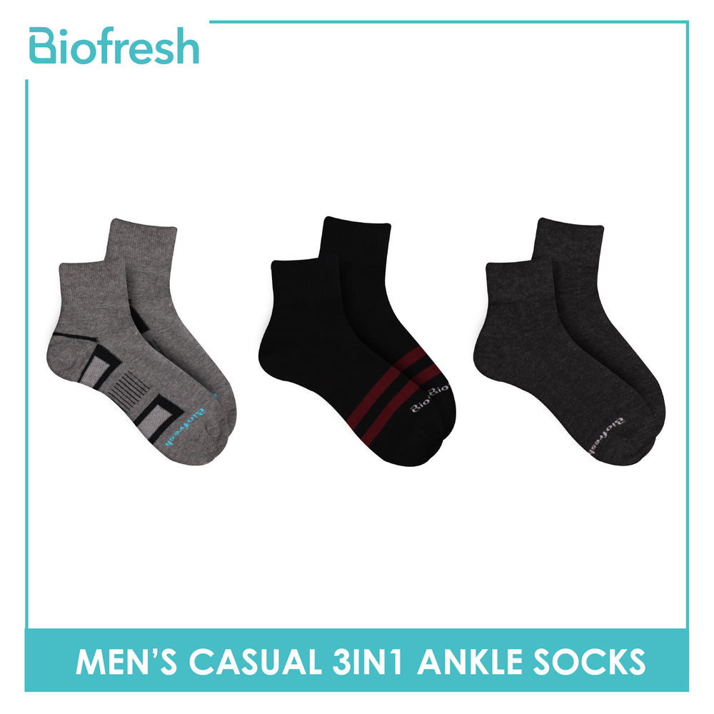 Biofresh Men's OVERRUNS Antimicrobial Lite Casual Socks 3 pairs in a pack RMCCO1