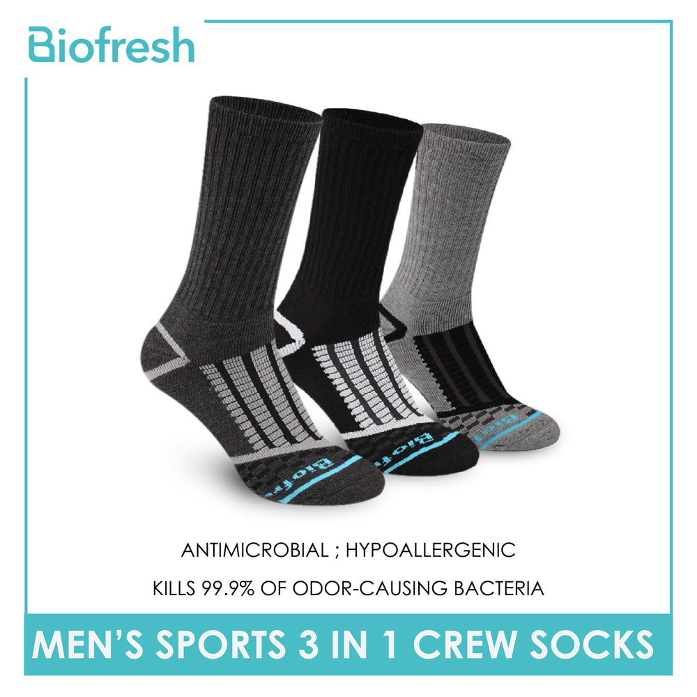 Biofresh Men’s Antimicrobial Extreme Performance Crew Socks 3 pairs in a pack RMSG3103