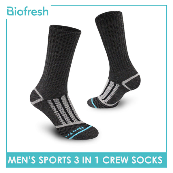 Biofresh Men’s Antimicrobial Extreme Performance Crew Socks 3 pairs in a pack RMSG3103