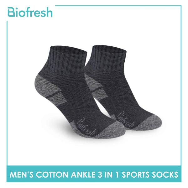 Biofresh Men's Cotton Ankle Thick Sports Socks 3 pairs in a pack RMSS06 (Limited Time Offer) (6657250623593)