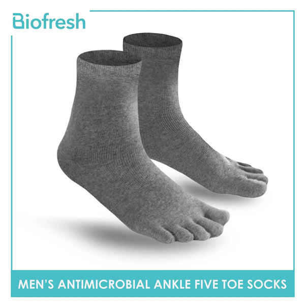 Biofresh Men's Antimicrobial Five Toe Ankle Sports Socks 1 pair RMTS4 (6617262948457)