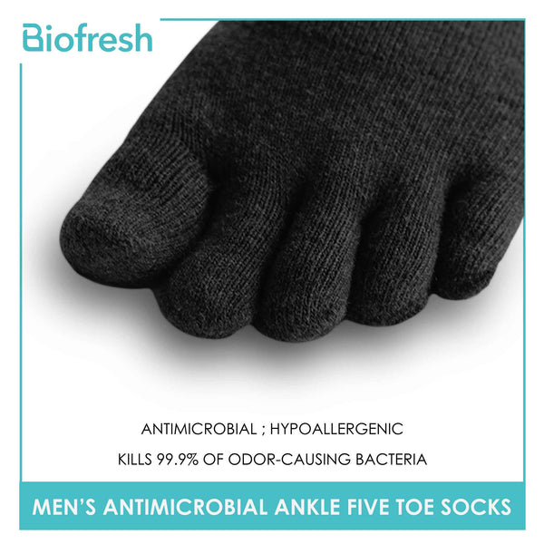 Biofresh Men's Antimicrobial Five Toe Ankle Sports Socks 1 pair RMTS4 (6617262948457)