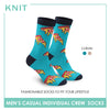 Knit Men's Pizza Cotton Light Performance Crew Socks 1 Pair KMC2203