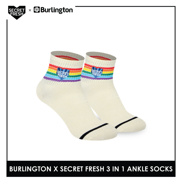 Burlington SFBMCEG1101 Mens' Cotton Lite Casual Ankle socks X Secret Fresh Pack of 3 (6600155168873)