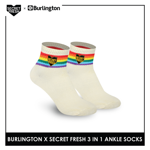 Burlington SFBMCEG1101 Mens' Cotton Lite Casual Ankle socks X Secret Fresh Pack of 3 (6600155168873)