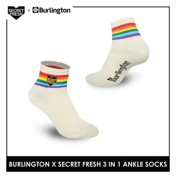 Burlington SFBMCEG1101 Mens' Cotton Lite Casual Ankle socks X Secret Fresh Pack of 3 (6600155168873)
