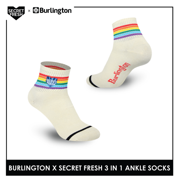 Burlington SFBMCEG1101 Mens' Cotton Lite Casual Ankle socks X Secret Fresh Pack of 3 (6600155168873)