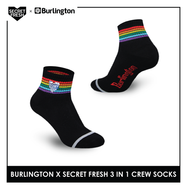 Burlington SFBMCEG1107 Mens' Cotton Lite Casual Ankle socks X Secret Fresh Pack of 3 (6600164638825)