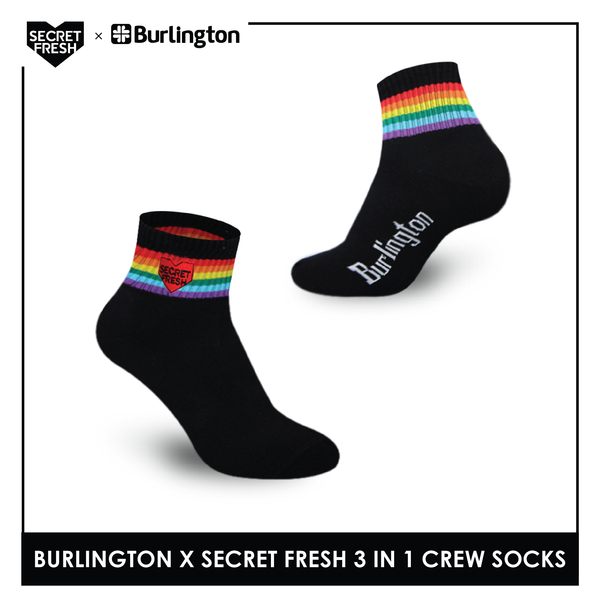 Burlington SFBMCEG1107 Mens' Cotton Lite Casual Ankle socks X Secret Fresh Pack of 3 (6600164638825)