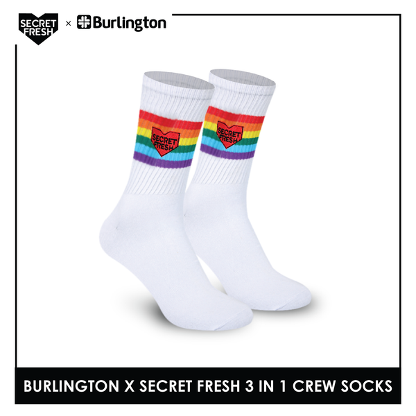 Burlington SFBMCEG1108 Mens' Cotton Lite Casual Crew socks X Secret Fresh Pack of 3 (6600165195881)
