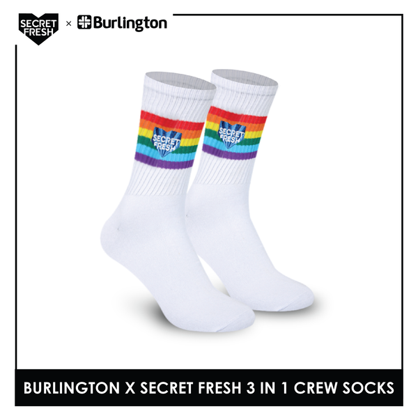 Burlington SFBMCEG1108 Mens' Cotton Lite Casual Crew socks X Secret Fresh Pack of 3 (6600165195881)