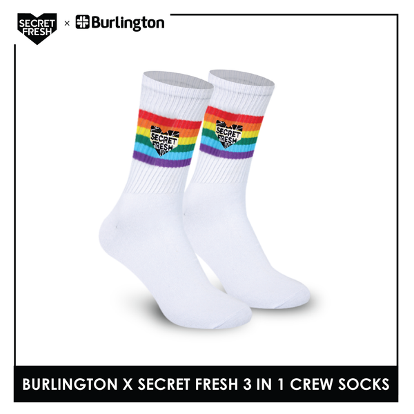 Burlington SFBMCEG1108 Mens' Cotton Lite Casual Crew socks X Secret Fresh Pack of 3 (6600165195881)