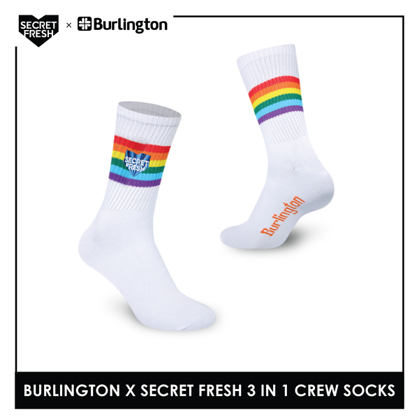 Burlington SFBMCEG1108 Mens' Cotton Lite Casual Crew socks X Secret Fresh Pack of 3 (6600165195881)