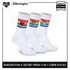Burlington SFBMCEG1108 Men's Cotton Lite Casual Crew socks X Secret Fresh Pack of 3