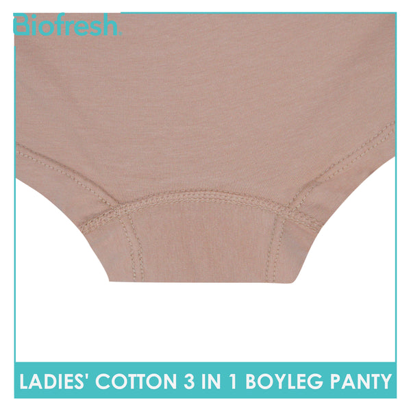 Biofresh Ladies' Antimicrobial Cotton Boyleg Panty 3 pieces in a pack ULPBG13