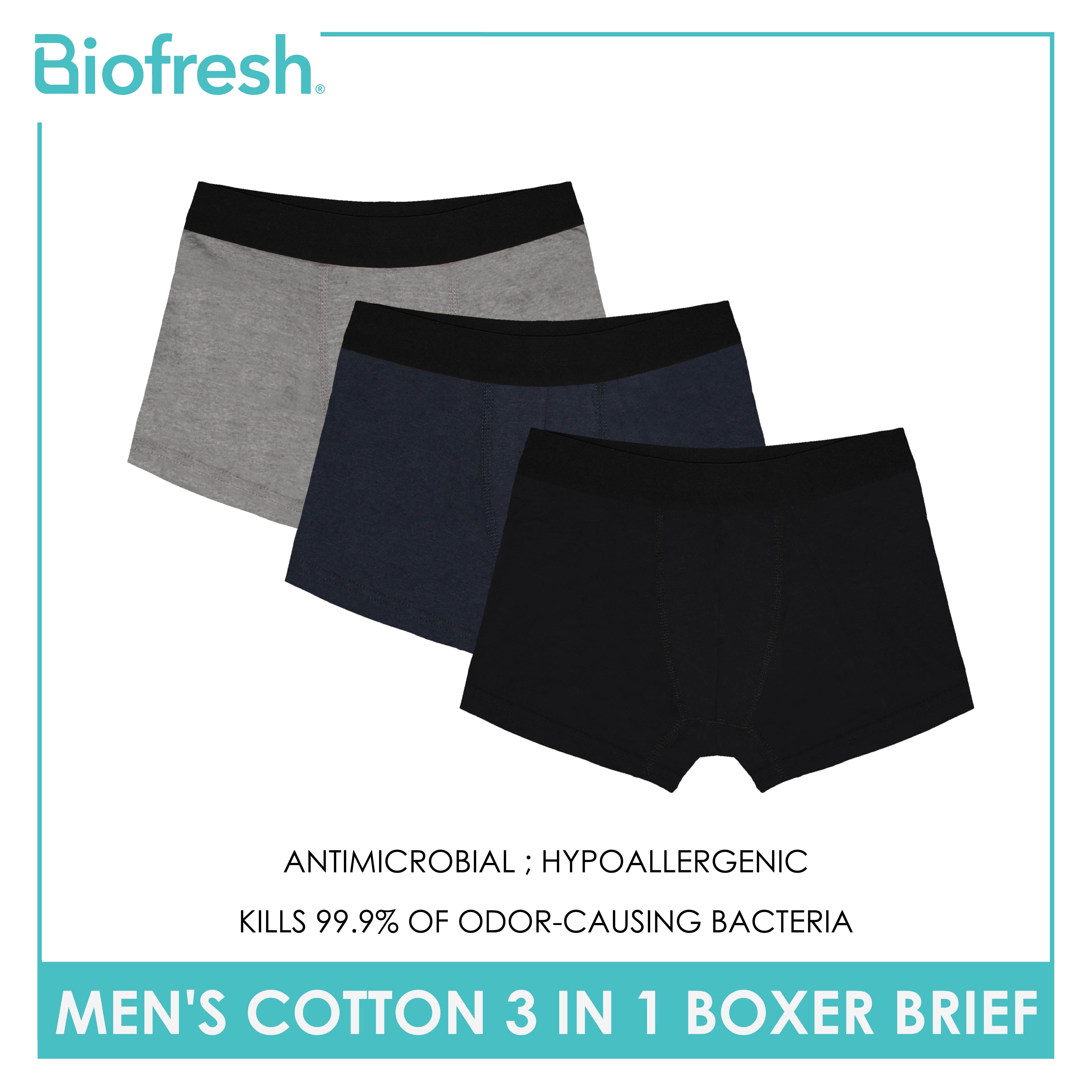 Biofresh Men's Antimicrobial Cotton Boxer Brief 3 pieces in a pack UMBBG12