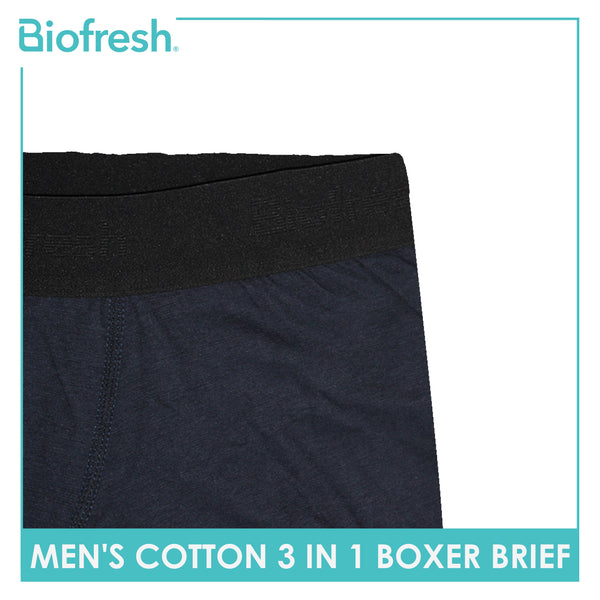 Biofresh Men's Antimicrobial Cotton Boxer Brief 3 pieces in a pack UMBBG12