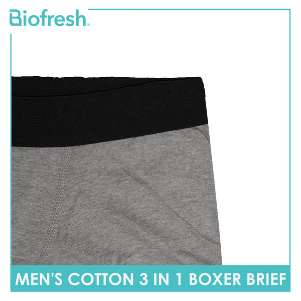Biofresh Men's Antimicrobial Cotton Boxer Brief 3 pieces in a pack UMBBG12