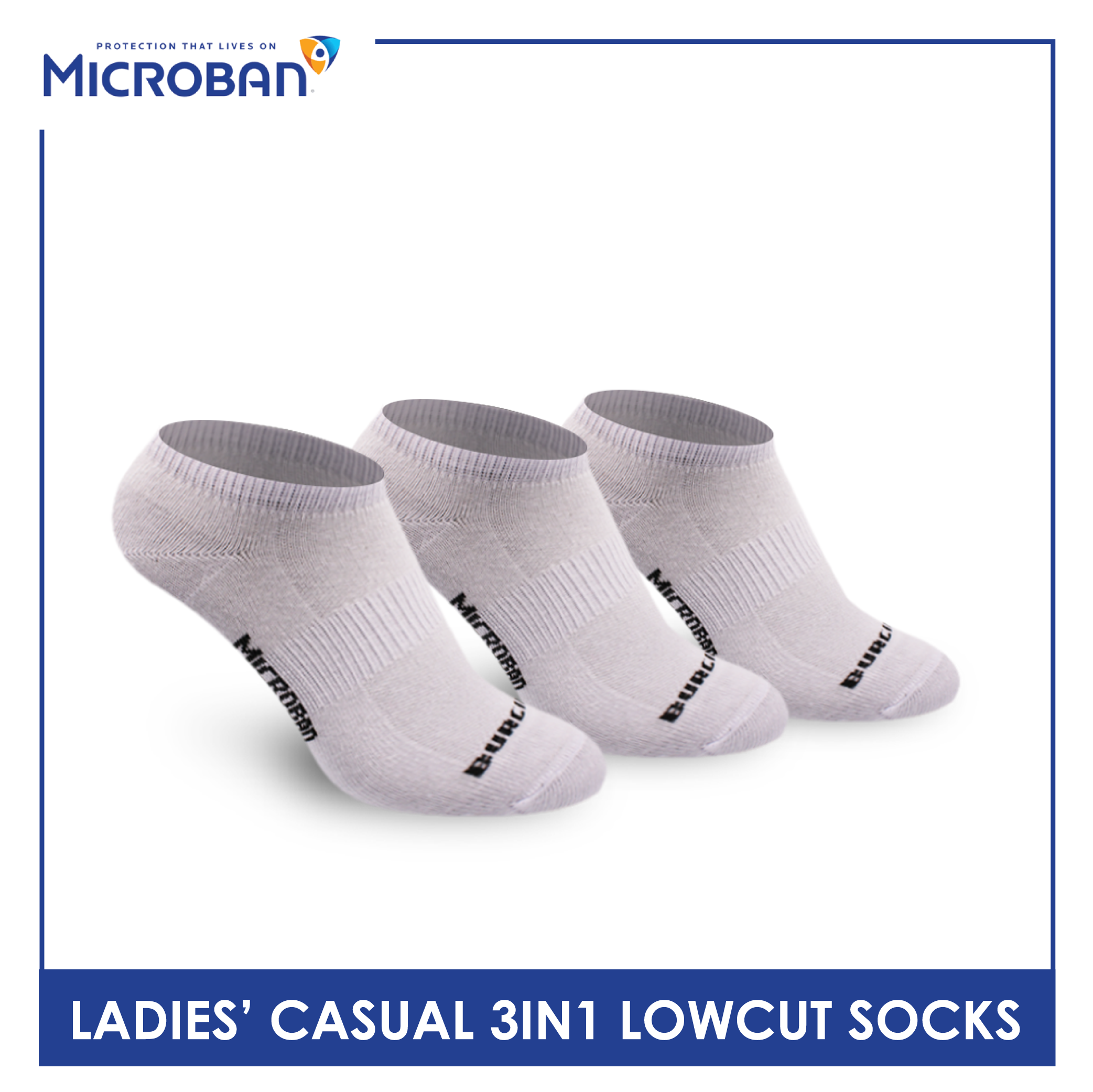 Microban Ladies’ Cotton Lite Thin Casual Low Cut Socks 3 pairs in a pack VLCKG16