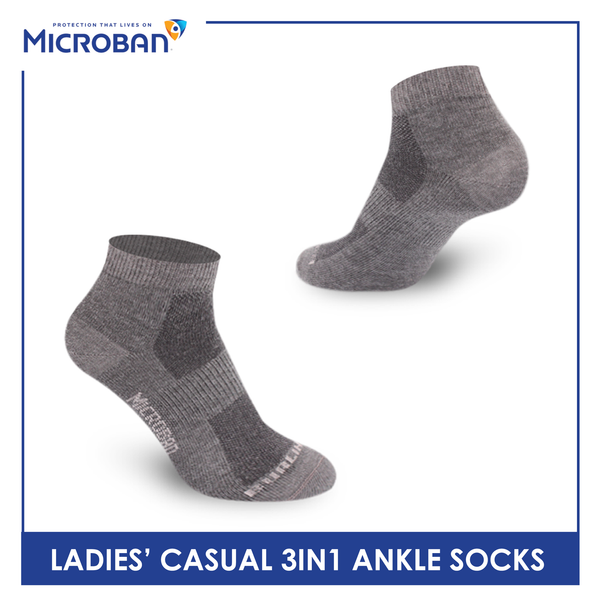 Microban Ladies’ Cotton Lite Thin Casual Ankle Socks 3 pairs in a pack VLCKG17